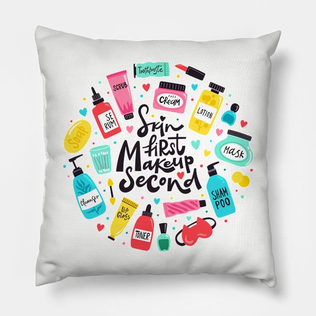 Skin First MakeUp Second Pillow by Mako Design 