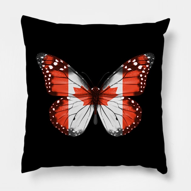 Canadian Flag  Butterfly - Gift for Canadian From Canada Pillow by Country Flags