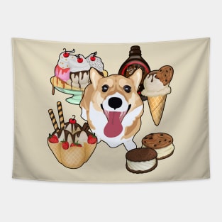 Ice Cream Party Corgi Tapestry