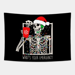 Funny Dispatcher Skeleton Christmas Gift for 911 First Responders Tapestry