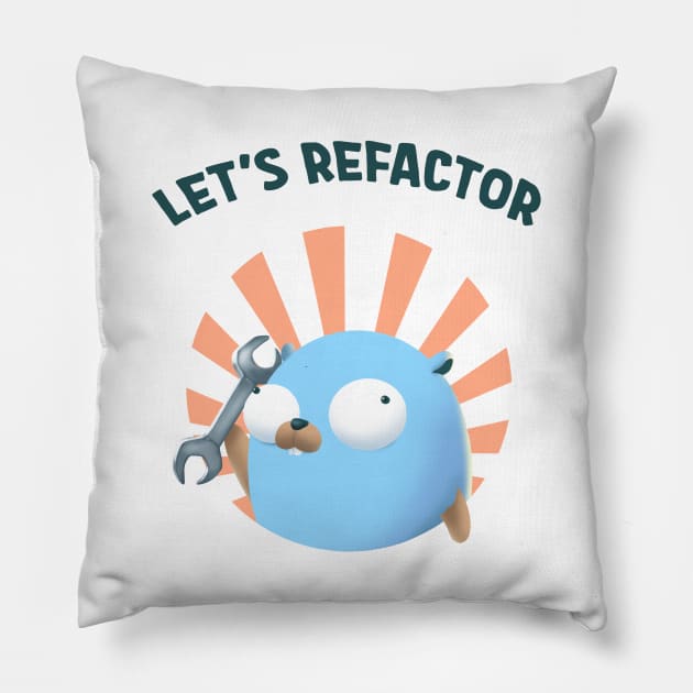 Golang Gopher Refactor Code Pillow by clgtart