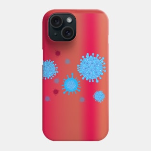 Blue corona virus infection vector banner with red background Phone Case