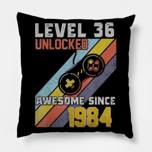 36th Birthday Level 36 Unlocked Born In 1984 Gift Pillow