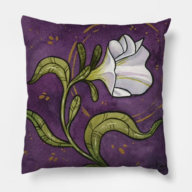 White Petunia - full painting Pillow by Ellen Wilberg