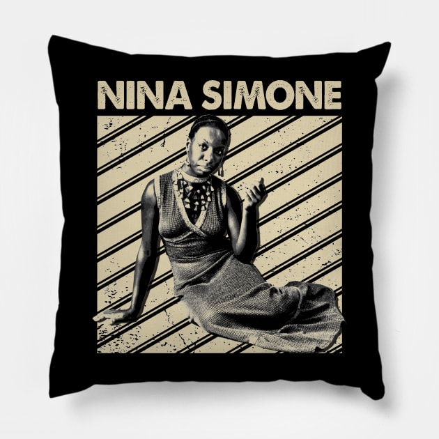 Elegant Essence Portraits of the Iconic Nina Simone Pillow by Hayes Anita Blanchard