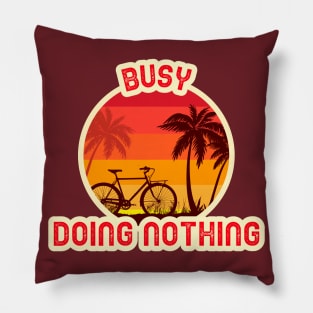 Busy Doing Nothing Retro Sunset Pillow