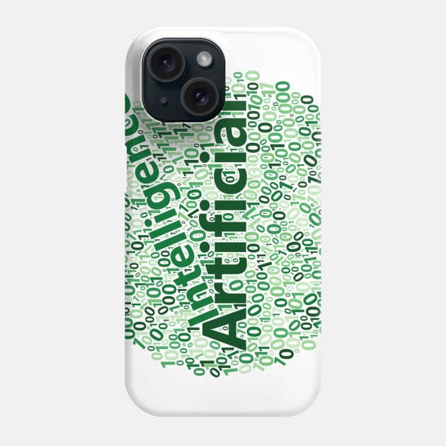 Artificial Intelligence Data Science Word Cloud | Green Phone Case by aRtVerse