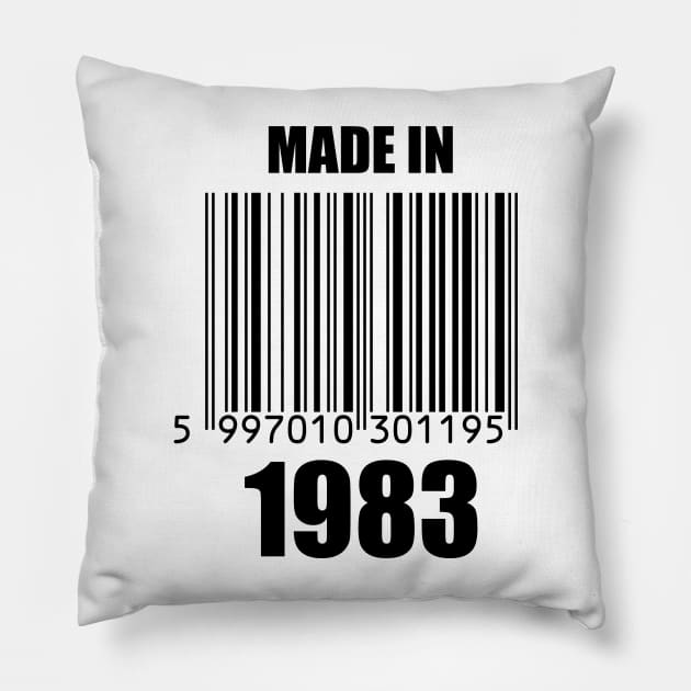 Made in 1983 Pillow by MokeyDesign