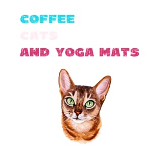 Coffee cats and yoga mats funny yoga and cat drawing T-Shirt