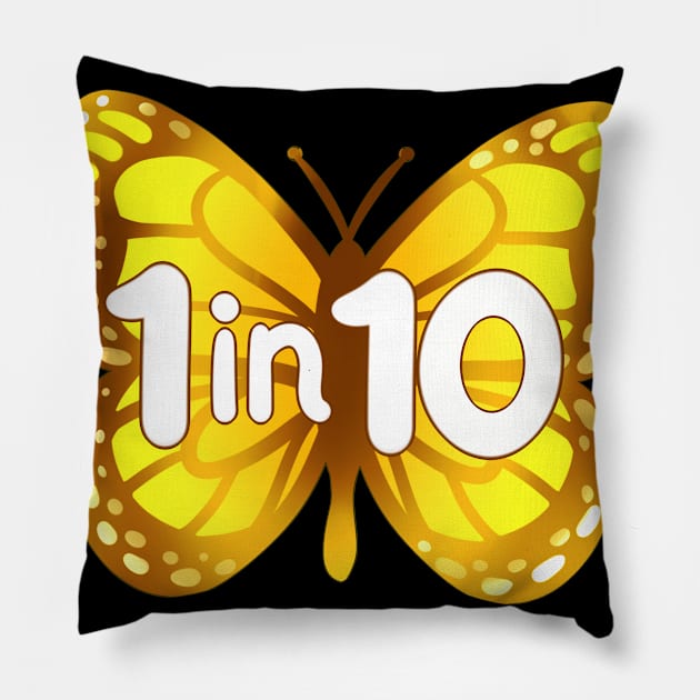 1 in 10 Endometriosis Butterfly Pillow by leashonlife