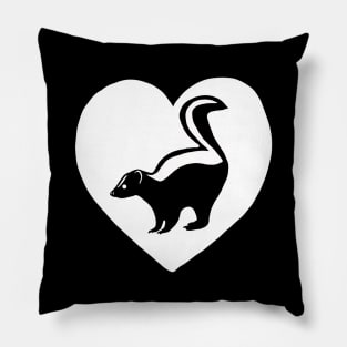 Skunk Heart White for Skunk Lovers Pillow