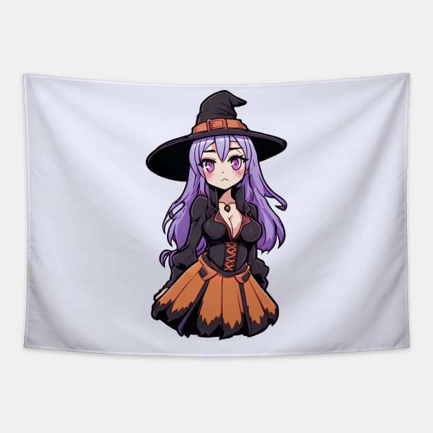 cute anime witch girl Tapestry by InkPulse