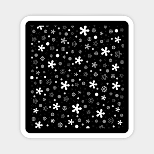 black and white uneven floral pattern Magnet