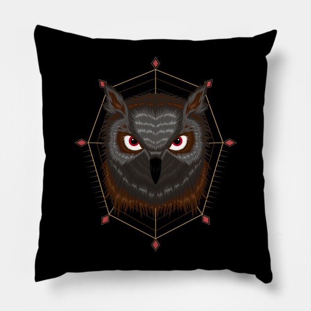 Owl vector Illustration Pillow by AGORA studio