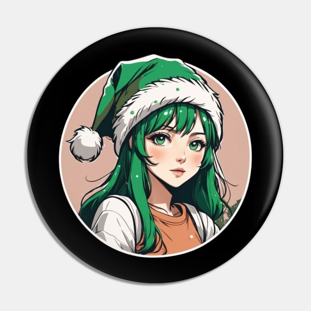Green haired anime girl with green hat Pin by tempura