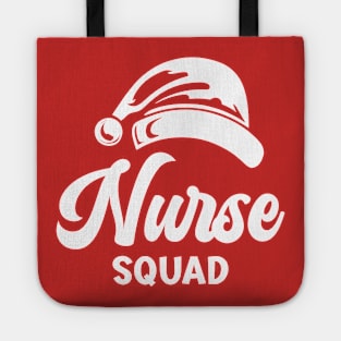 Nurse Squad Santa Hat White Text Tote