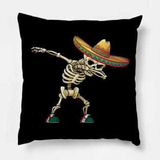 Dabbing Skeleton Mexican Cinco de Mayo Sombrero Dab Pillow