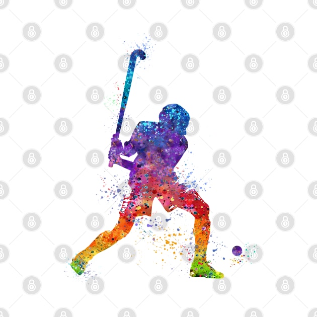 Field Hockey Player Watercolor Sport by LotusGifts