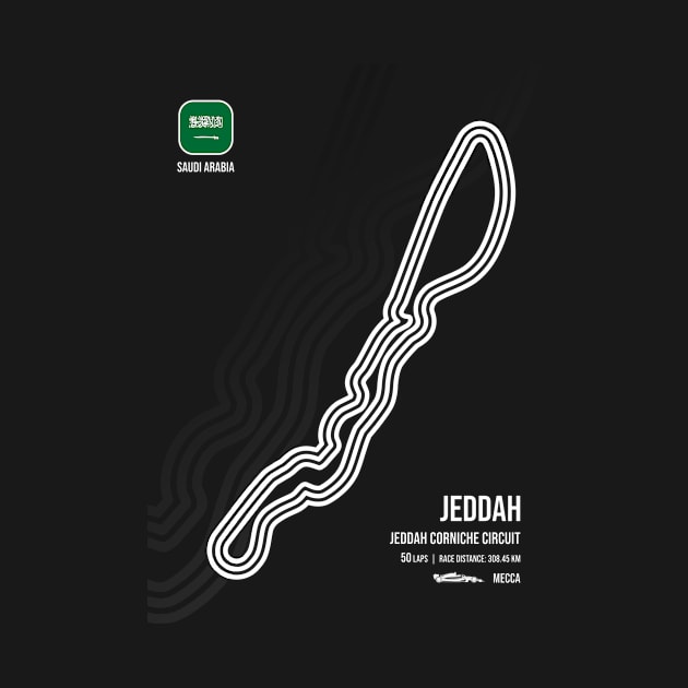 Jeddah Race Track (B&W) by RaceCarsDriving