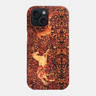 UNICORN AND DEER AMONG RED FLOWERS, FOREST ANIMALS FLEMISH FLORAL Phone Case
