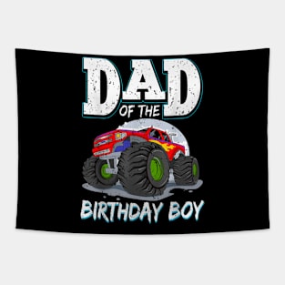 Mens Dad Of The Birthday Boy Monster Truck Theme Party Tapestry