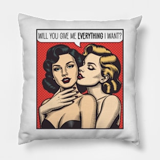 Retro Girls Sapphic Lesbian Couple Pillow