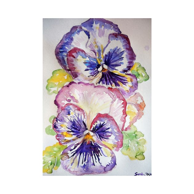 Pansy Watercolor Painting Flower purple by SarahRajkotwala