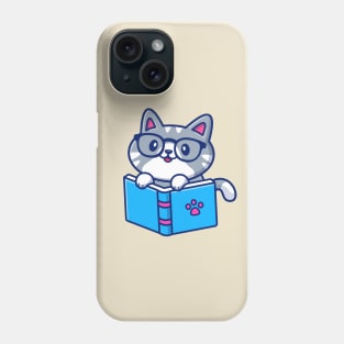 Cute Cat Reading Book Phone Case