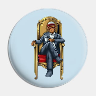 Monkey sitting throne Pin