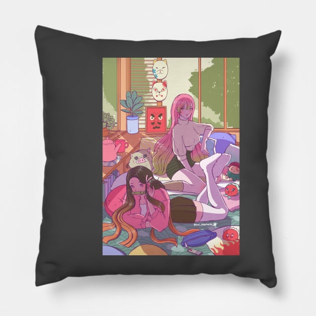 Mitsuri and nezuko Pillow by Two elephants 