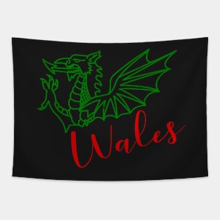 WALES RED DRAIG GOCH RED DRAGON GREEN Tapestry