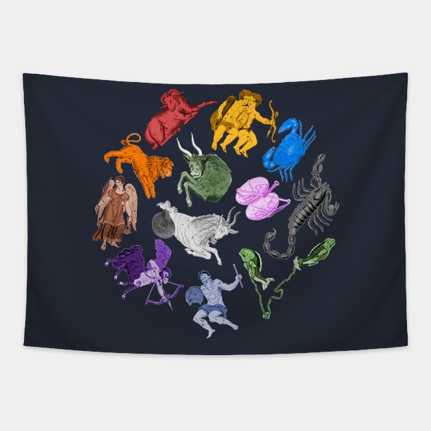 Zodiac Symbols ))(( Astrological Sign Constellation Design Tapestry by darklordpug