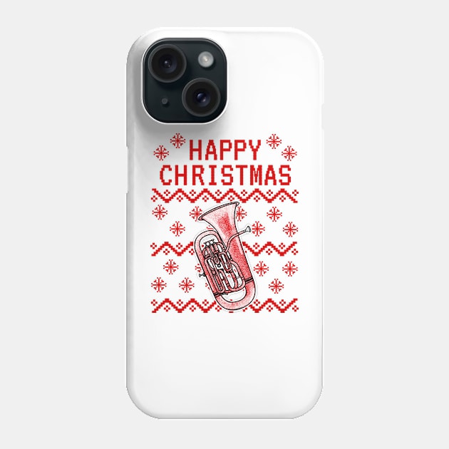 Euphonium Ugly Christmas Euphoniumist Brass Teacher Musician Phone Case by doodlerob