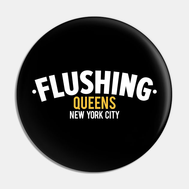 Flushing Queens Logo - A Minimalist Ode to Borough's Vibrant Heart Pin by Boogosh