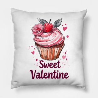 Sweet Valentine Heart Cupcake: Pop Art Pink, Orange, Green Pillow