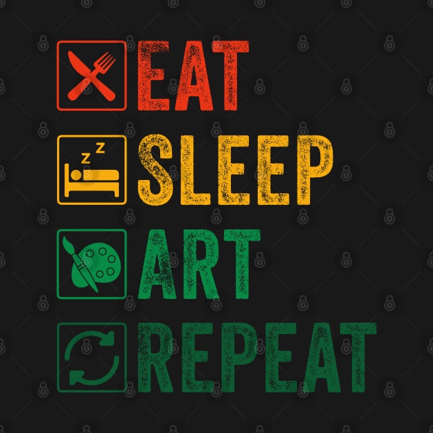 Eat Sleep Art Repeat Funny Artist by Hiyokay