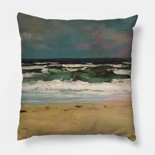 Sandy Beach with Breakers by Winslow Homer Pillow