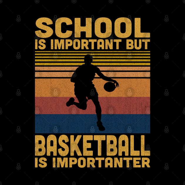 School Is Important But Basketball Is Importanter Retro Basketball Lover by Vcormier