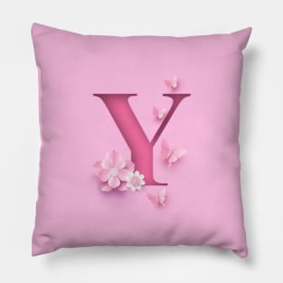 Y Letter Personalized, Pink Minimal Cute Design, Birthday Gift, Christmas Gift Pillow