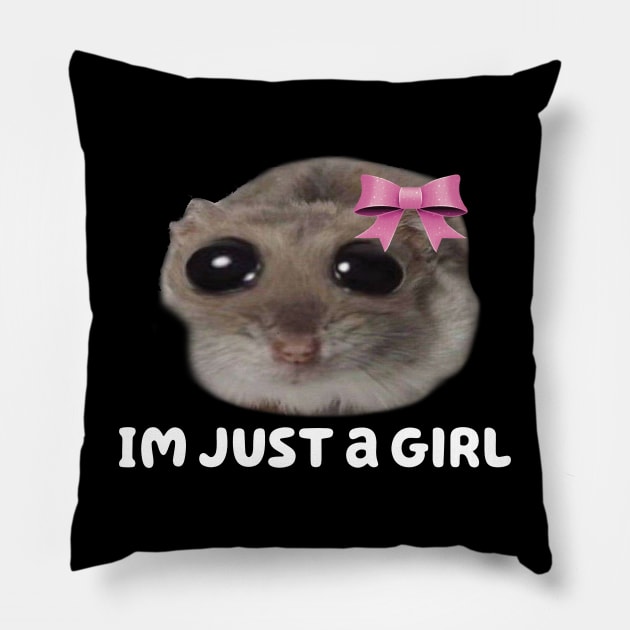 Sad Hamster, Hampter Meme, Viral Funny Trendy Hamster Pillow by Halby