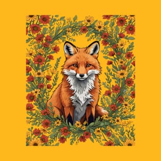 Mississippi Red Fox Surrounded By Tickseed Flowers T-Shirt