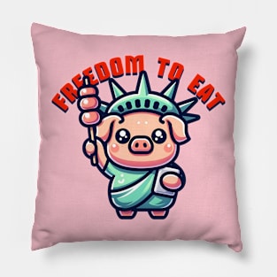 parody cute pig liberty statue Pillow