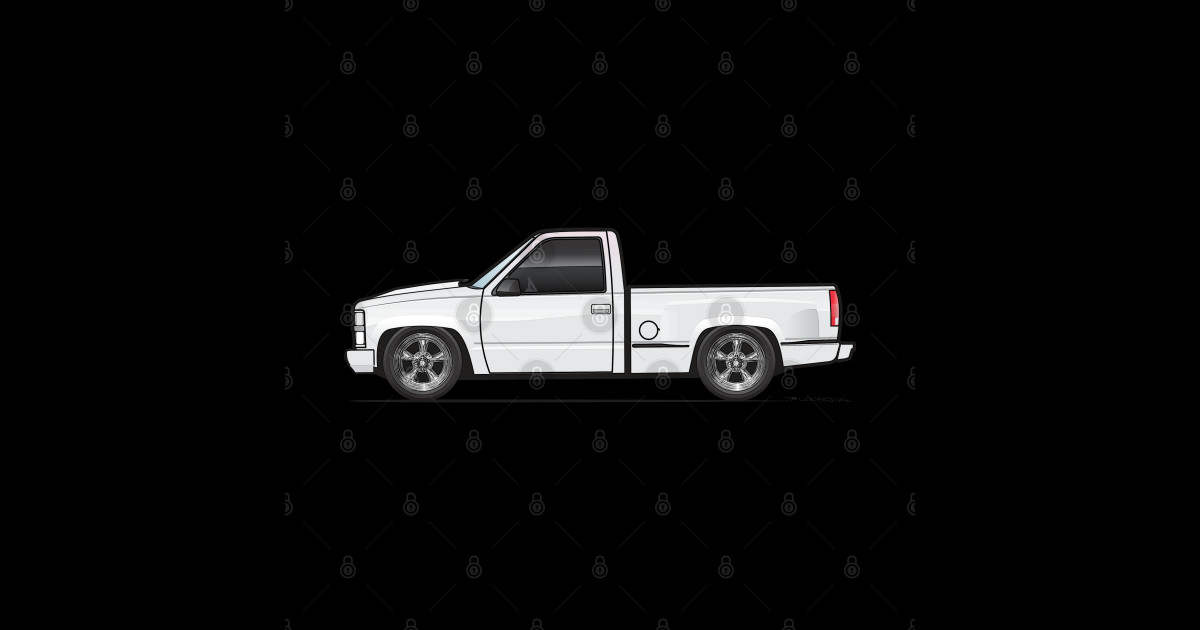 White OBS Stepside Chevy Truck Sticker TeePublic