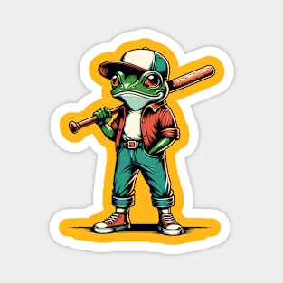 Frog baseball player Magnet