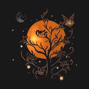 Orange Moonlight Tree Silhouette T-Shirt