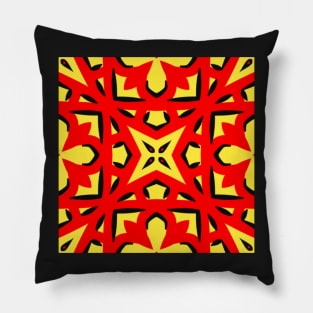 Yellow Red Doodle Abstract Art Pillow