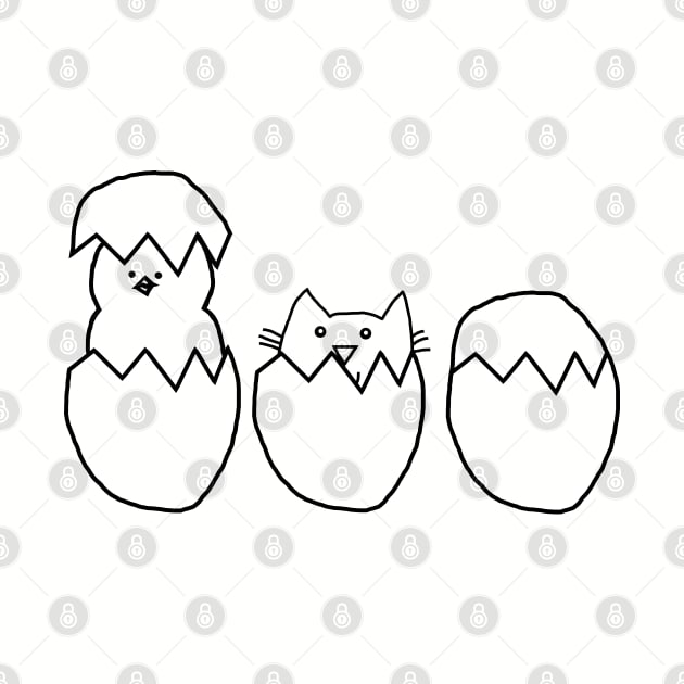 Easter Eggs Cat among the Chickens Outline by ellenhenryart