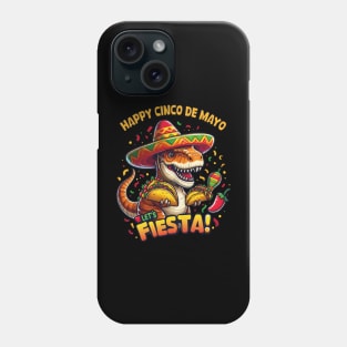 Cinco De Mayo Funny Dinosaur Holding Taco Let's Fiesta Party Phone Case