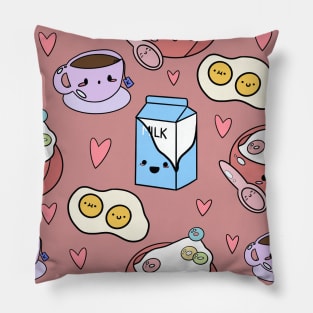 Kawaii Breakfast- Dusky Pink Pillow