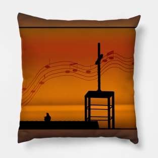 Sing a Song of Praise Ravens on Church Roof Silhouette Pillow